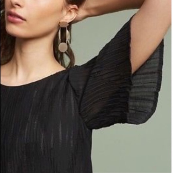 Anthropologie NWT: Sunday in Brooklyn Black Parlette Pleated Shift Dress - Picture 2 of 9